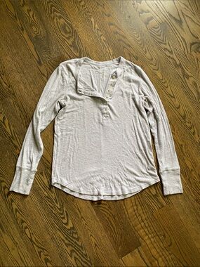 aerie Light Gray Long-Sleeve Henley Top